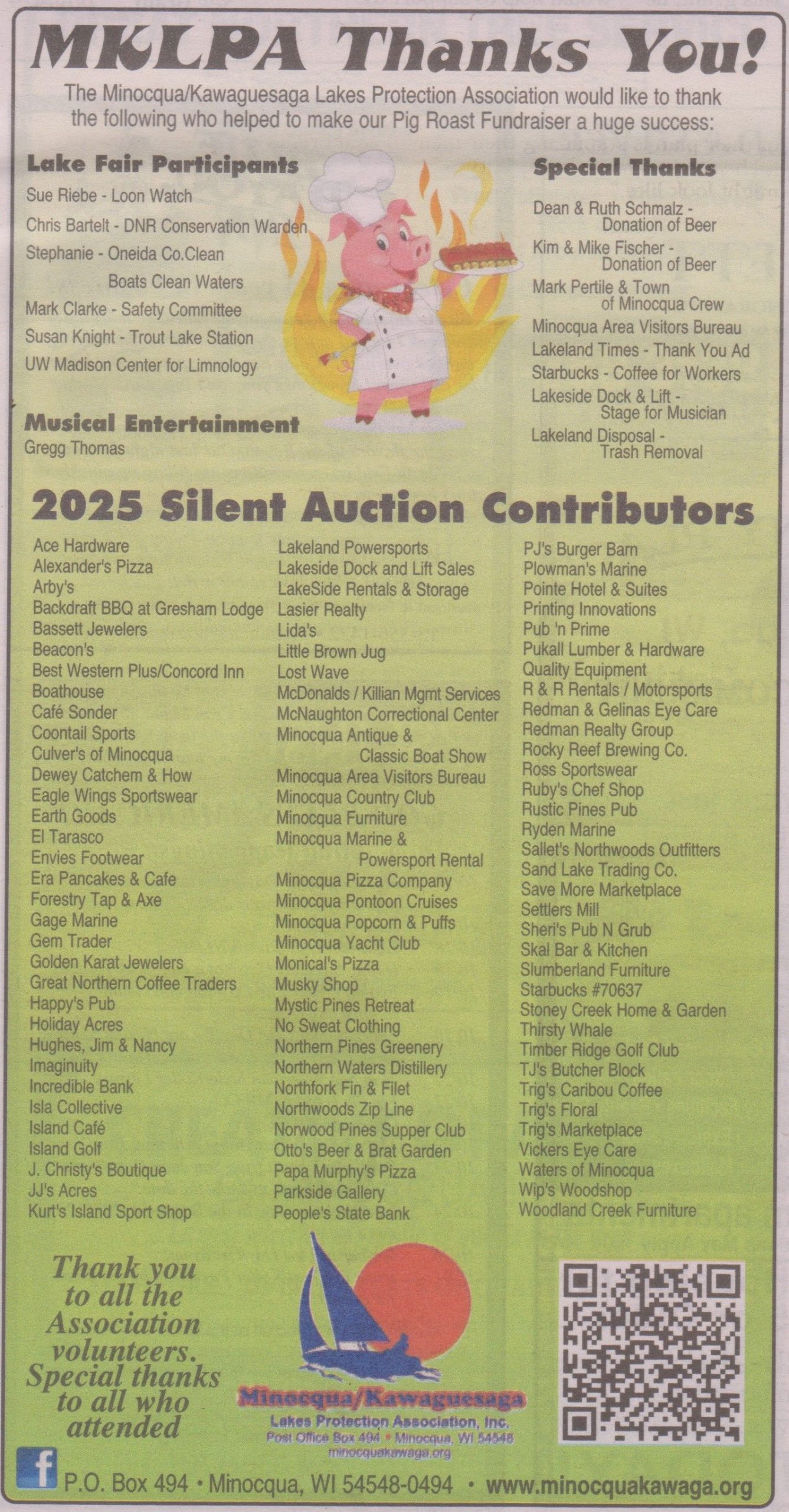 MKLPA 2025 Pig Roast Thank You Lakeland Times web